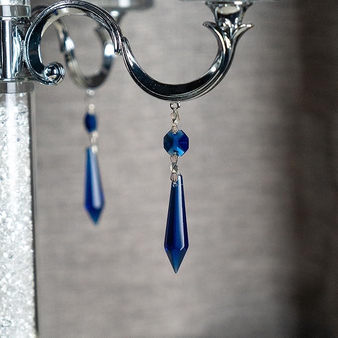 HDCRYSTALGIFTS 25pcs Blue Chandelier Crystals Replacement Chandelier Icicle Crystal Prisms Crystal Drop Prisms-VerdiqueGarden