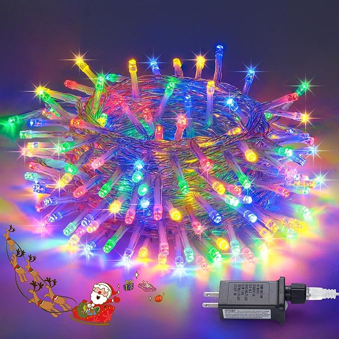 JMEXSUSS Multicolor Christmas Tree Lights Indoor Outdoor, 200 LED Clear Wire, 66ft Colorful Plug-in for Bedroom Room Party Xmas Decorations-VerdiqueGarden