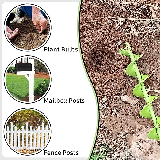TCBWFY 3x24 Inch Auger Drill Bit for Planting,Easy Planter Garden Auger for Bulbs, Bedding Plants & Post Holes - Compatible with 3/8" Hex Drive-VerdiqueGarden