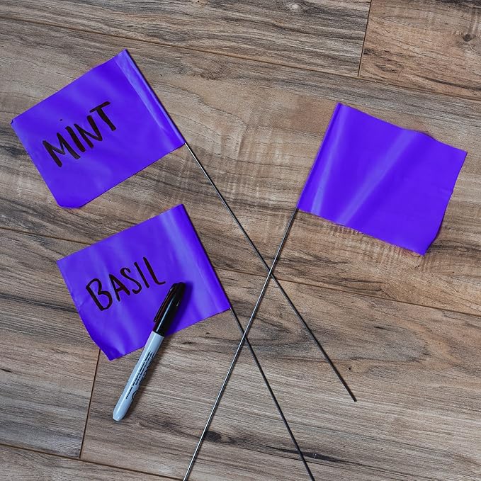Purple Marking Flags 1000 Pack - 4x5x15 Inch Purple Flags for Outside - Markers For Lawn, Irrigation, Landscaping, Survey & Sprinkler Head Marking-VerdiqueGarden