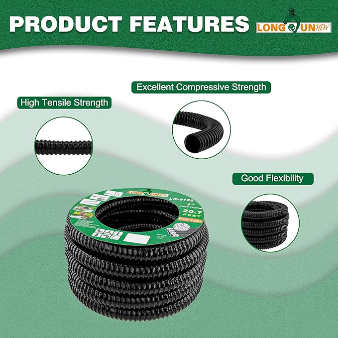 1.25" ID x 23.6 Ft Premium Flexible PVC Pond Tubing - Durable, Kink-Resistant, and Multipurpose for Ponds, Water Features, Filters, and More - Easy Installation and Concealment-VerdiqueGarden