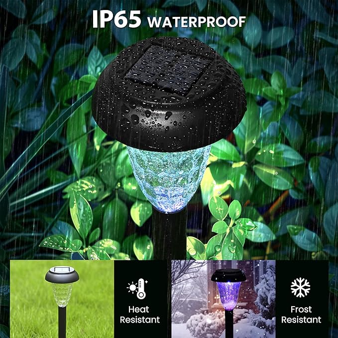 Garden Decor Solar Lights Outdoor Waterproof Outdoor Decor Solar Pathway Lights Color Changing Light for Patio Driveway Walkway Yard Backyard Lawn Landscape Decor (12 Pack)-VerdiqueGarden