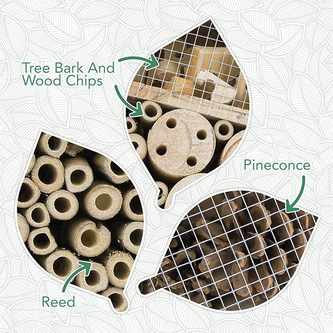 Premium Weatherproof Insect Hotel - Durable Bug House, Bee Home Box for Garden - Ideal Habitat for Bees, Ladybirds, Butterflies - Enhance Biodiversity & Eco-Balance-VerdiqueGarden