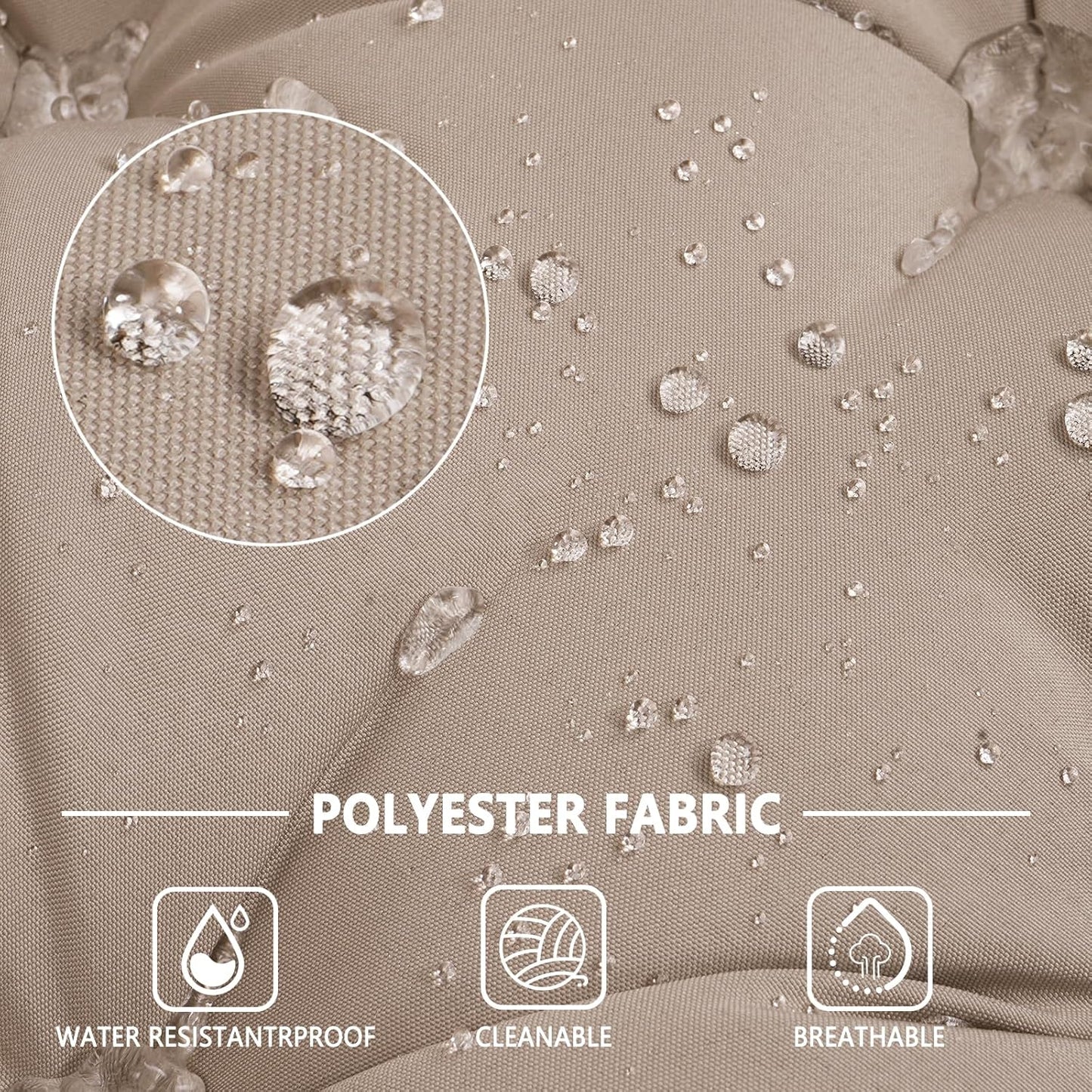 Outdoor Swing Cushions,Waterproof Swing Cushions 3 Seater Replacement with Backrest,Outdoor Thickened Bench Cushion with Ties for Porch,Patio,Backyard,Garden and Lawn (Khaki 60 * 40 in)-VerdiqueGarden