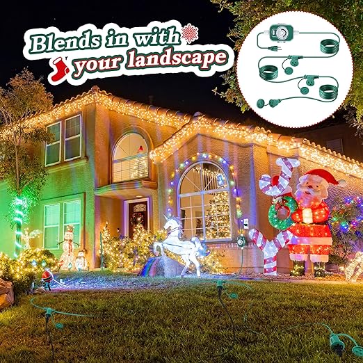 Feekoon 20 FT Extension Cord Splitter with Timer and 3 Outlet Plug, 16awg SJTW Outdoor Extension Cord with Multi Outlet Safety Cover for Holiday Lights Garden Patio Christmas Outdoor Decorations-VerdiqueGarden