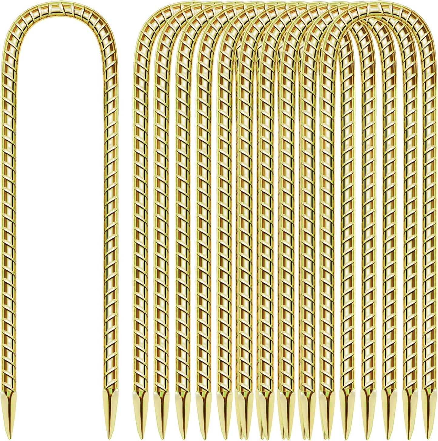 11 Pack 12 Inch Rebar Stakes Anti-Rust Galvanized Steel U Shape Hook Strong Ground Anchors for Tents, Position Kits, Fences, Trampolines Landscape Fabric for Farm Garden-VerdiqueGarden