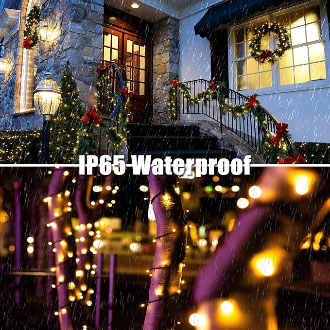 100 LED Christmas String Lights, 39FT Indoor Christmas Lights Plug-in with 8 Modes & Timer & Memory Function, Waterproof Christmas Lights Outdoor for Holiday Party Christmas Tree Decor-VerdiqueGarden