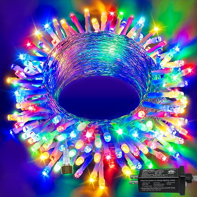 Ollny String Lights 120LED 40FT, Multicolor Fairy Lights Waterproof Connectable Timer, 8 Modes Plug in Christmas Light for Bedroom Outdoor Party Indoor Classroom Decorations-VerdiqueGarden