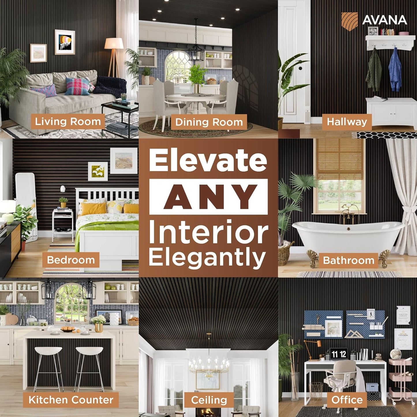 Avana Modern Acoustic Wood Wall Panels – 94.4 x 12.6 Inch Smoke Oak Acoustic Panels 1 PC – Wall Panels For Interior Wall Decor For Homes, Offices, Studios – Sturdy & Durable Wood Panels For Wall-VerdiqueGarden