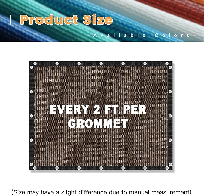 VICLLAX Shade Fabric Sun Shade Cloth with Every 2 FT Grommets for Patio Garden Pergola Cover Canopy 6x21 FT, Mocha-VerdiqueGarden