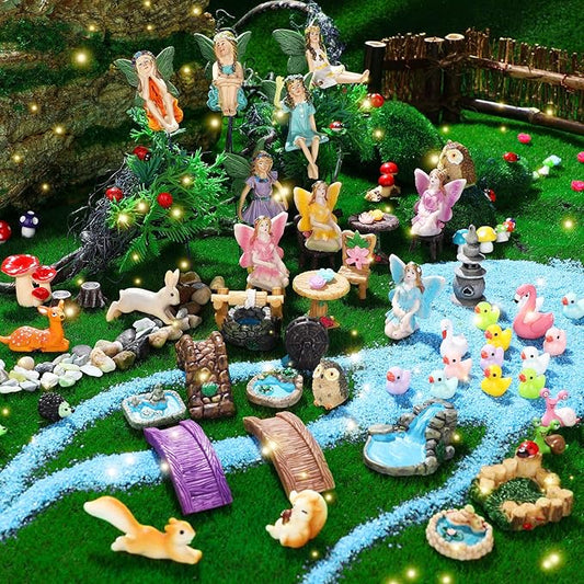 120 Pieces Garden Kit Accessories Garden Animals Miniatures Fairies Miniature Figurines Micro Landscape Ornaments DIY Kit for Outdoor Yard Lawn-VerdiqueGarden