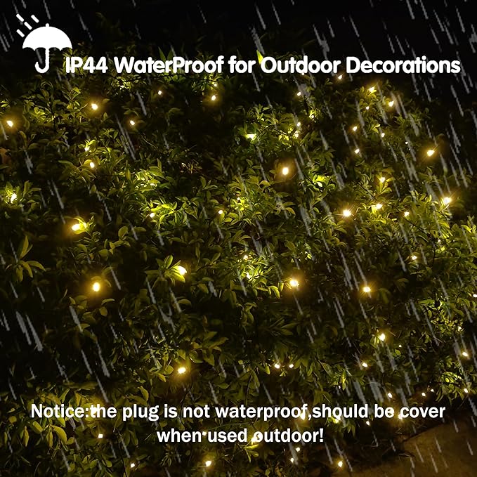 LED Christmas Net Lights Outdoor Christmas Decorations for Bushes,100LED 5ftx5ft Connectable Green Wire Net Christmas Lights for Outdoor indoor Yard Mesh Shrub Tree Decor ,UL Certified(Warm White)-VerdiqueGarden