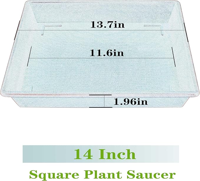 Square Plant Saucer 14 Inch 5 Pack 8 12 14 16 18 20 Plant Trays for Pots Heavy Duty Plastic Plant Saucers for Indoors Outdoors, Flower Pot No Holes Plant Drip Trays-VerdiqueGarden