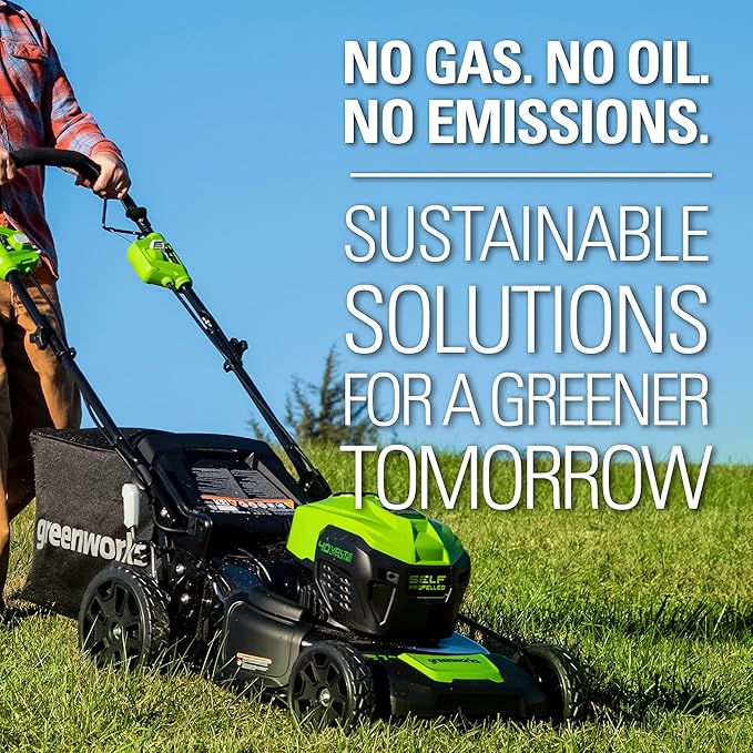 Greenworks 40V 21" Brushless Cordless (Self-Propelled) Lawn Mower (75+ Compatible Tools), 5.0Ah Battery and Charger Included-VerdiqueGarden