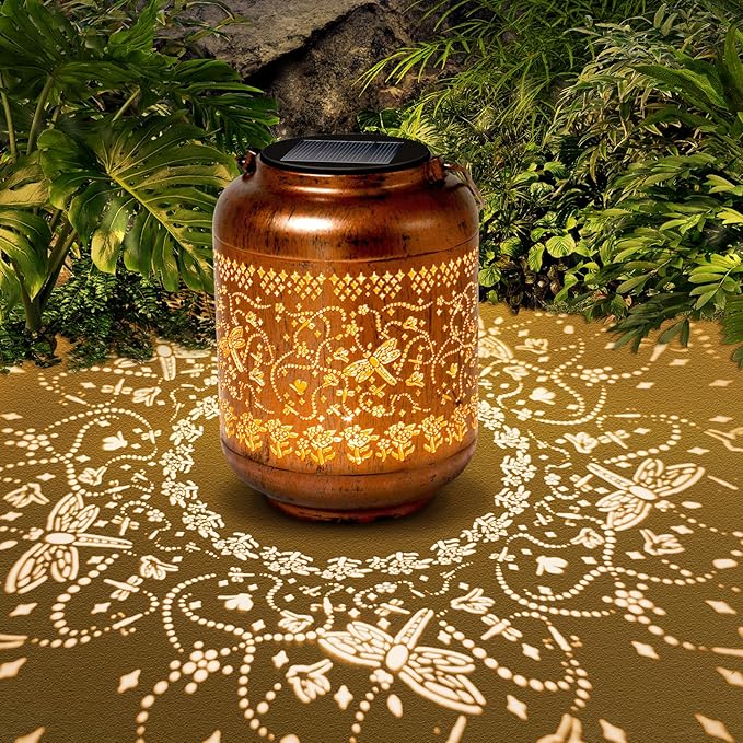 4Pack Dragonfly Solar Lanterns Outdoor Hanging Waterproof Dragonfly Garden Decor Christmas Gifts for Women Mom Grandma Metal Solar Lights Decoration Outside for Yard, Patio,Pathway Landscape-VerdiqueGarden