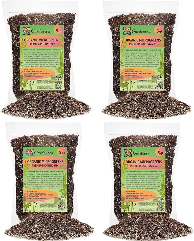 Organic Microgreens Premium Potting Mix - 20 Quart - Crafted with Care for Exceptional Results (4 Bags of 5QT)-VerdiqueGarden