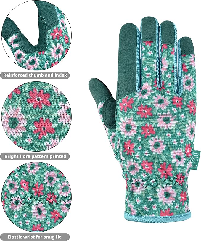 Gardening Gloves for Women and Men, Garden Gloves with Touch Screen, Thorn Proof Puncture Resistant Working Gloves, Gardening Gifts for Women, Size Medium-VerdiqueGarden