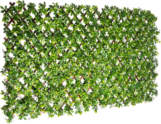 Naturae Decor PVC Expandable Trellis - Outdoor Privacy Screen - Sturdy and Flexible - Realistic Look - 36 in x 72 in - Schefflera Leaves-VerdiqueGarden