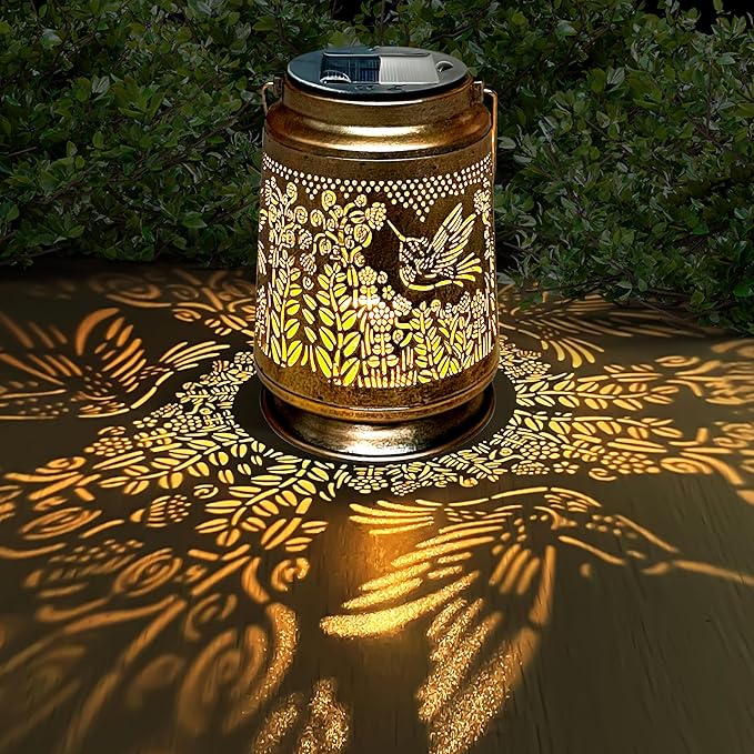 KY&BOSAM Fly Hummingbird Solar Lanterns Outdoor Waterproof Hanging Solar Lights Christmas Gifts for Women Men Metal Bird Decoration LED Solar Lantern Garden Decor for Yard,Tabletop,Pathway,Landscape-VerdiqueGarden