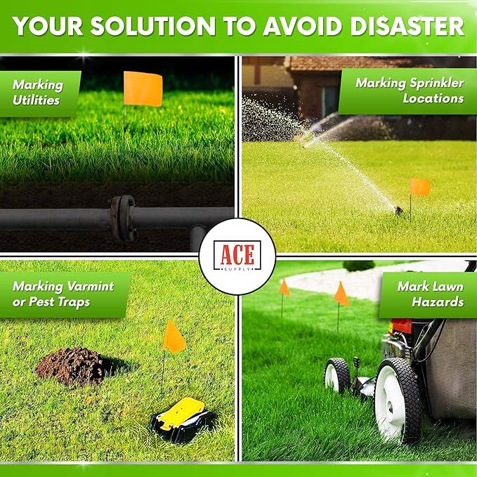 Yellow Marking Flags 1000 Pack - 4x5x15 Inch Yellow Flags for Yard - Markers For Lawn, Irrigation, Landscaping, Survey & Sprinkler Head Marking-VerdiqueGarden