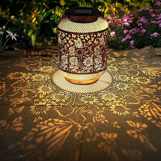 Hummingbird Solar Lantern Outdoor Waterproof Garden Decor, Christmas Gifts for Women, Mom, Metal Hanging Sunflower Solar Lights Outdoor Decoration for Yard, Patio, Tabletop, Pathway-VerdiqueGarden
