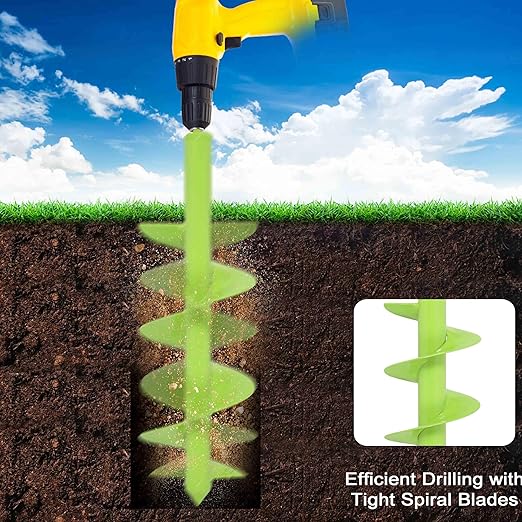 TCBWFY Auger Drill Bit for Planting 3.5"x16",Extended Length Garden Auger Spiral Drill Bit for Planting Bulbs Flowers,Planting Auger for Drill Post Hole Digger for 3/8”Hex Drive-VerdiqueGarden