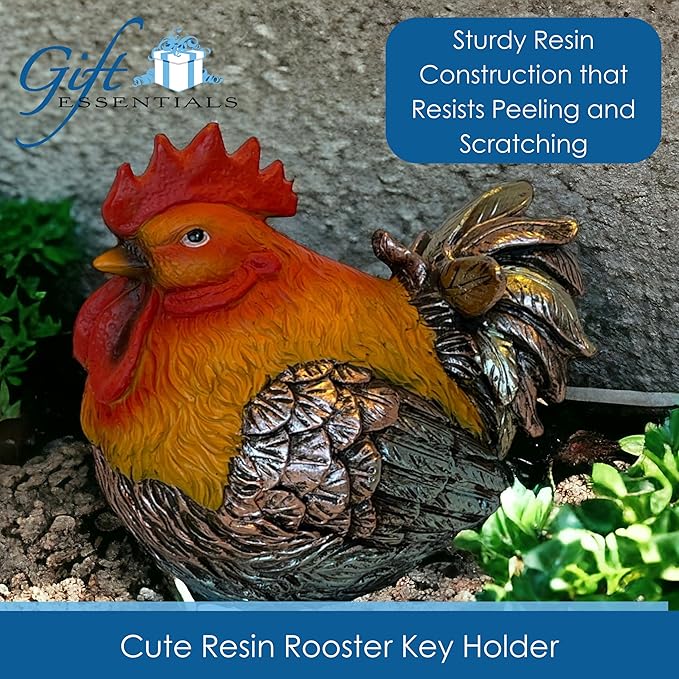 Rooster Garden Statue Quietly Holds a Hidden Key Outside for Your House or in Your Kitchen for Your Car-VerdiqueGarden