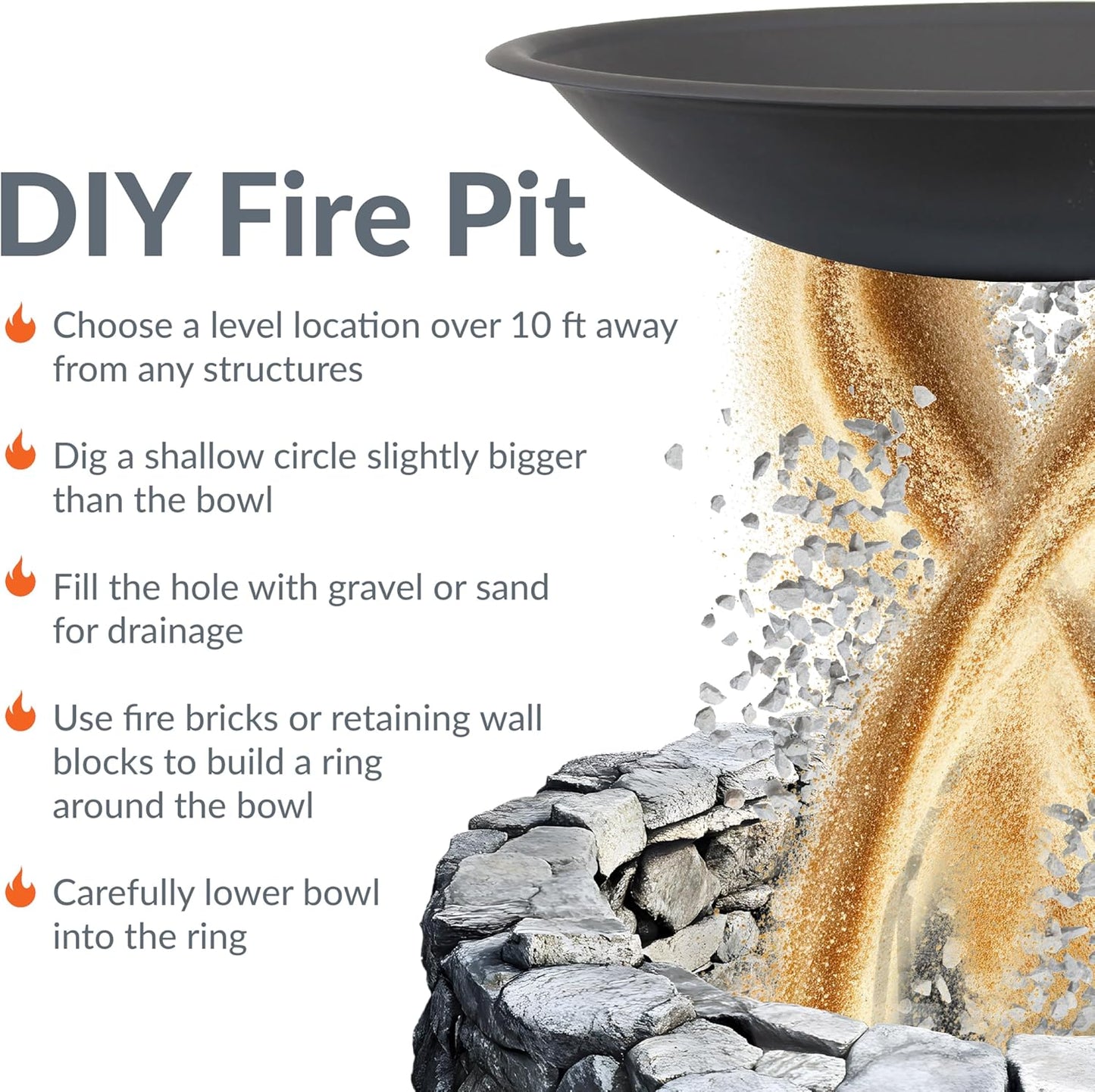 Sunnydaze Outdoor Fire Pit Bowl Replacement Insert for DIY Ring or Existing Stand - Wood-Burning Fire Bowl for Outside - 23-Inch-VerdiqueGarden