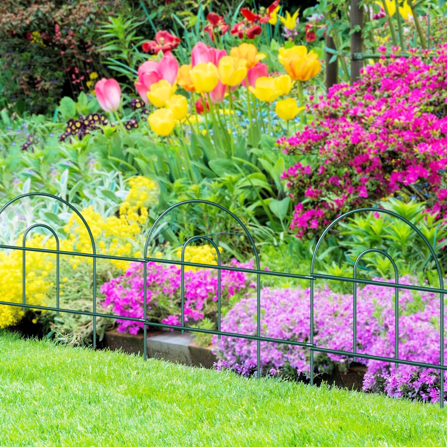 Decorative Garden Folding Border Fence, Metal Wire Edging Flower Fence Panel 18in X20ft Outdoor Patio Landscape-VerdiqueGarden