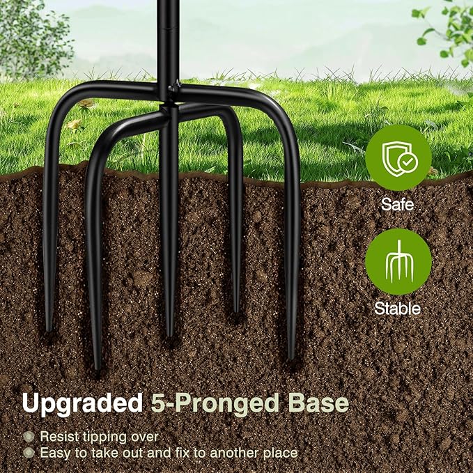 Daoeny Heavy Duty Bird Baths for Outdoors, 35In Outdoor Freestanding Birdbaths & Birdfeeder, Bird Bath Feeder Bowl with Metal Stake Garden Patio Yard Lawn Decor, Upgraded 5-Pronged Base (Brown)-VerdiqueGarden