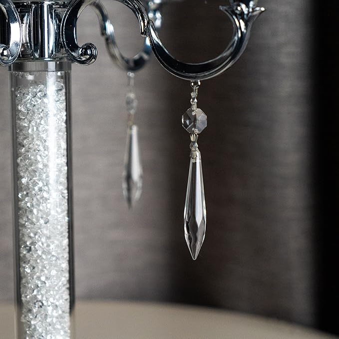 20Pcs Chandelier Icicle Crystal Prisms with Bead Crystals Lighting Lamp Replacement Parts (63mm, Clear)-VerdiqueGarden