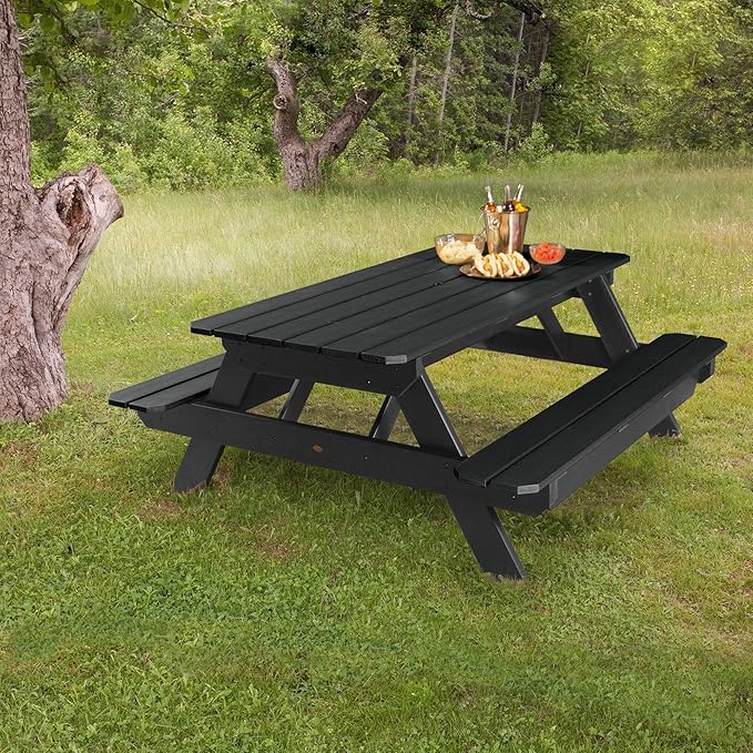 highwood Hometown Picnic Table, 6 Foot, Black-VerdiqueGarden