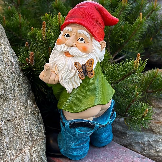 Mood Lab Garden Gnome - Pants Down Gnome - 9.3 Inch Tall Statue Lawn Garden Figurine - for Outdoor or House Decor-VerdiqueGarden