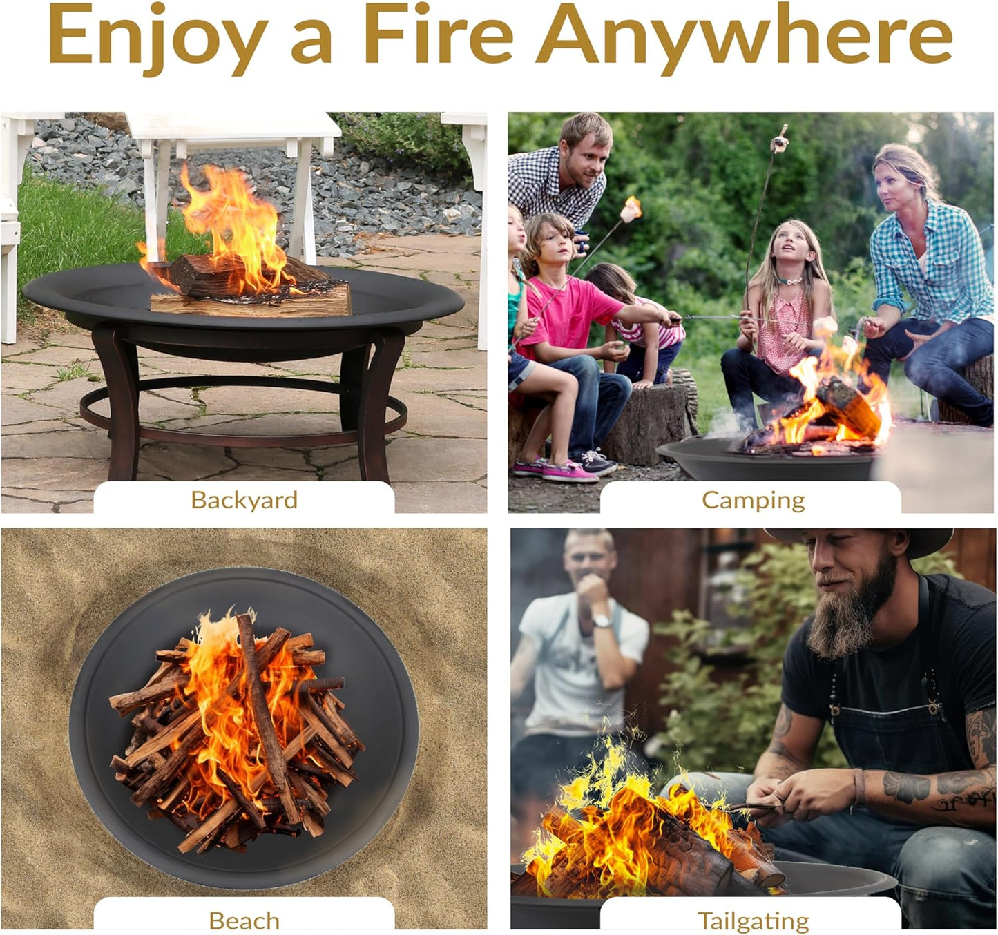 Sunnydaze Outdoor Fire Pit Bowl Replacement Insert for DIY Ring or Existing Stand - Wood-Burning Fire Bowl for Outside - 32-Inch-VerdiqueGarden