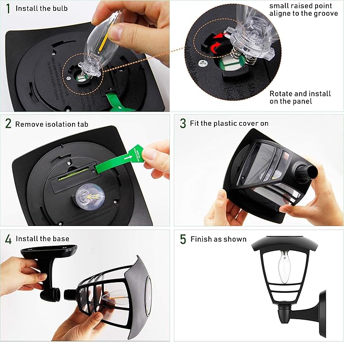 MAGGIFT 2 Pack Solar Powered Wall Lantern, Outdoor 10 Lumen LED Edison Bulb Solar Warm White Lights Wall Sconce with No Wiring Required,Fixture with Wall Mount Kit-VerdiqueGarden