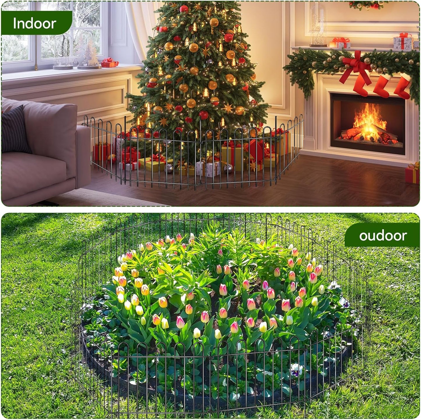 26 Panels Decorative Garden Fence, 37ft X 20in Rustproof Metal Animal Barrier Fence, No Dig Fence Garden Fence, Arched Flower Bed Edging Ornamental Wire Border Fencing for Outdoor Yard, Patio Decor-VerdiqueGarden