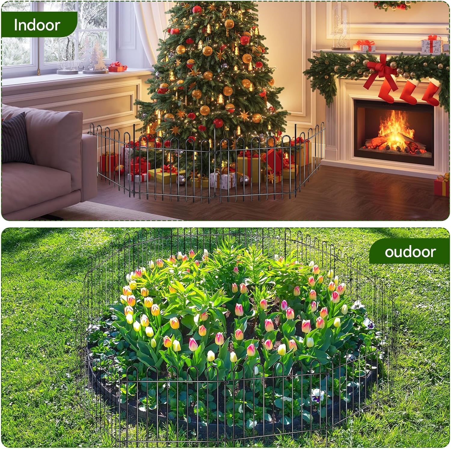 26 Panels Decorative Garden Fence, 37ft X 20in Rustproof Metal Animal Barrier Fence, No Dig Fence Garden Fence, Arched Flower Bed Edging Ornamental Wire Border Fencing for Outdoor Yard, Patio Decor-VerdiqueGarden