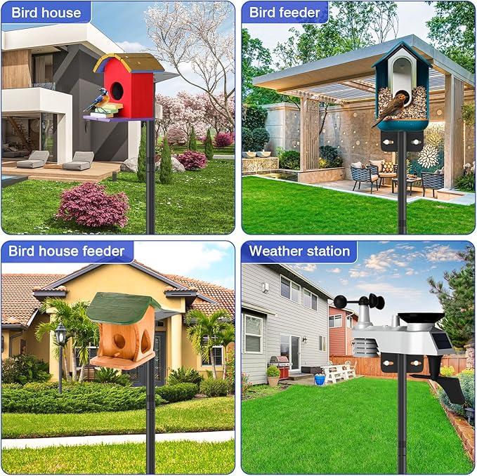 1 Pack 60 inch Adjustable Bird Feeder Pole,Bird House Pole Suitable for Feeders & BirdHouse,Weather Station,Heavy-Duty Rustproof Design,Enhance Outdoor Decor & Birdwatching Experience (1 PACK 60 inch)-VerdiqueGarden