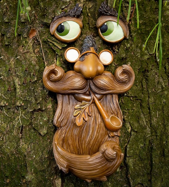 Tree Faces Decor Outdoor – Tree Hugger Yard Art Garden Decoration – Unique Bird Feeders for Outdoors and Indoors – Old Man Tree Art Brown-VerdiqueGarden