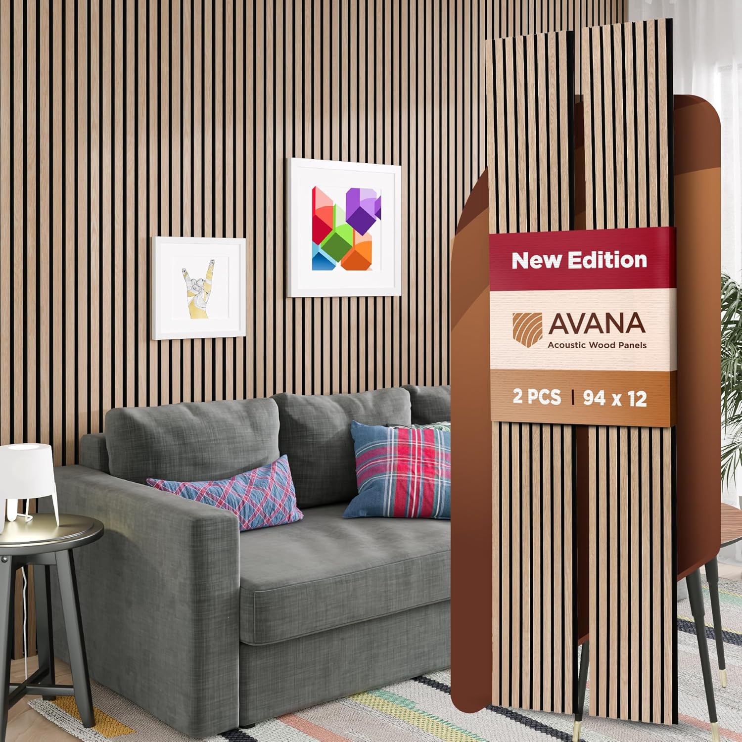 Avana Acoustic Wood Wall Panels – 94.4 X 12.6 Inch White Oak Acoustic Panels 2 PCs – Wall Panels For Interior Wall Decor For Homes, Offices, Studios – Sturdy And Durable Wood Panels For Wall-VerdiqueGarden