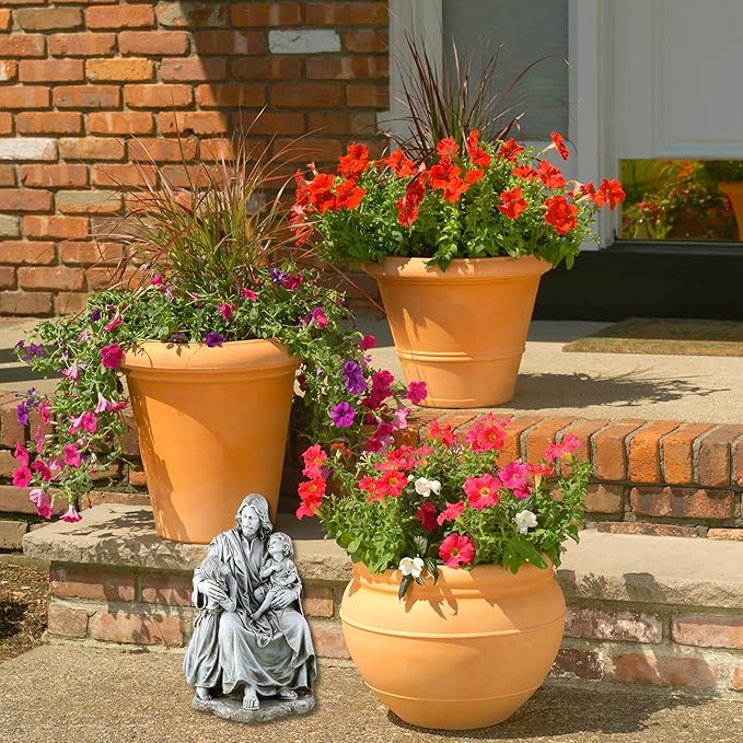 Avalon Gallery Garden Statue - Stone Resin Indoor/Outdoor Catholic Sculpture, 16.5" Tall, Jesus with Children-VerdiqueGarden