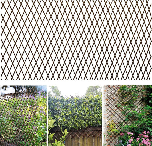 GLANT Lattice Fence Willow Expandable Plant Climbing Lattices Trellis Fence,Open Screen Fencing,Willow (1)-VerdiqueGarden