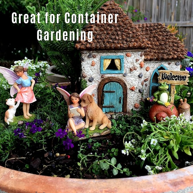 Fairy Garden House Kit - Fairy House, Fairy Garden Accessories Outdoor & Fairies for Fairy Garden – Fairy Houses for Gardens Outdoor - 4 Piece Kit for Adults-VerdiqueGarden