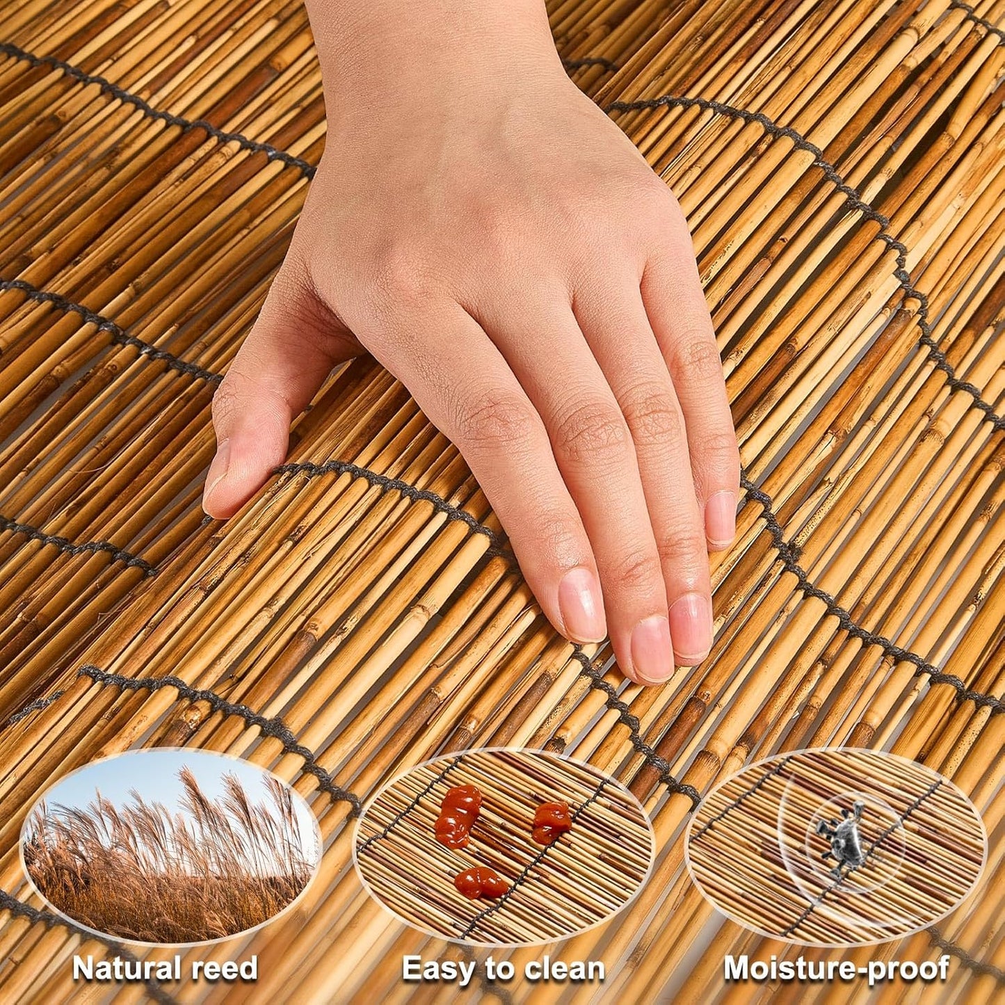 Reed Fencing Rolls,Bamboo Screens Outdoor for Patio,6 Feet High,Suitable for Patio Garden Balcony Terrace and Courtyard Shading 6x16FT-VerdiqueGarden