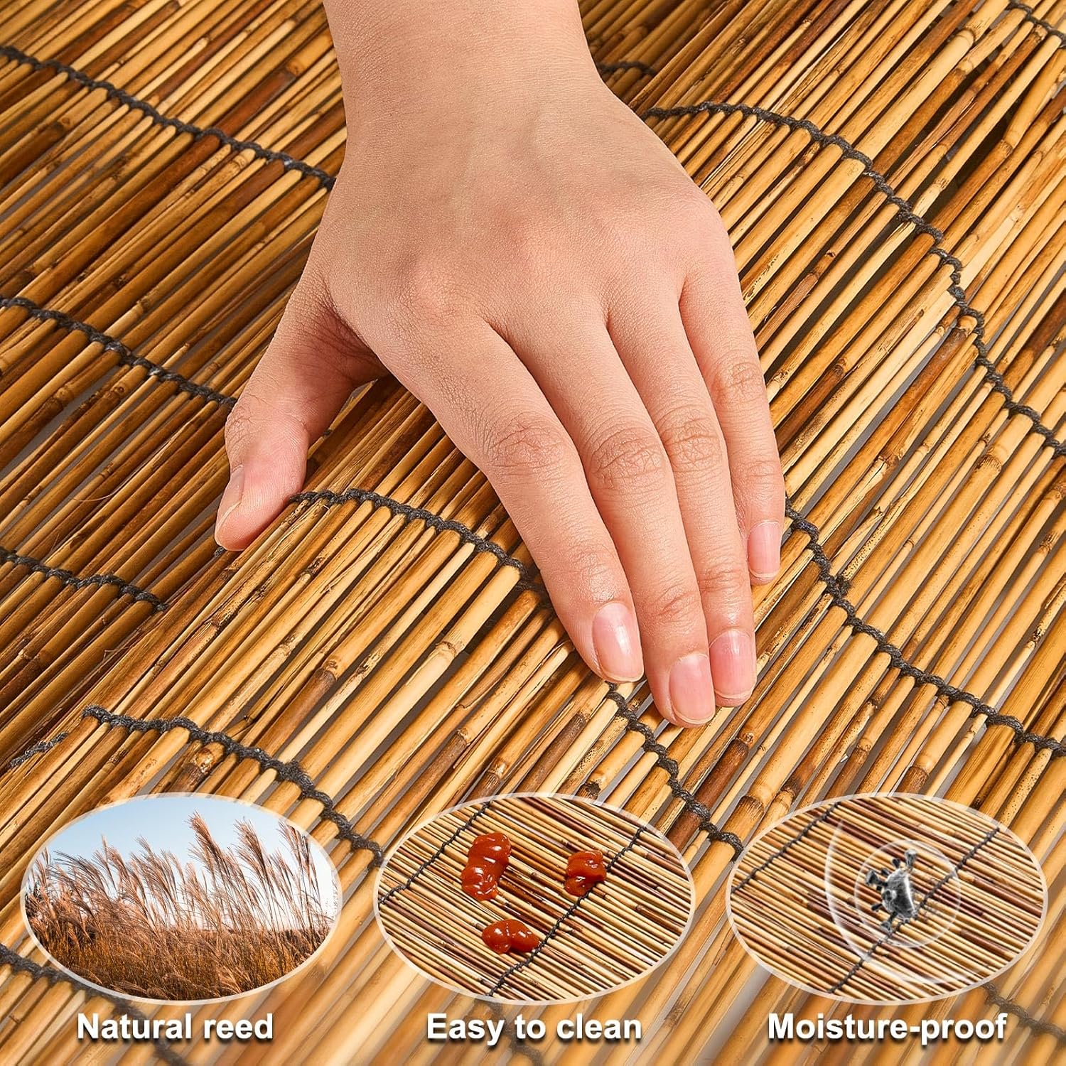 Reed Fencing Rolls,Bamboo Screens Outdoor for Patio,6 Feet High,Suitable for Patio Garden Balcony Terrace and Courtyard Shading 6x16FT-VerdiqueGarden