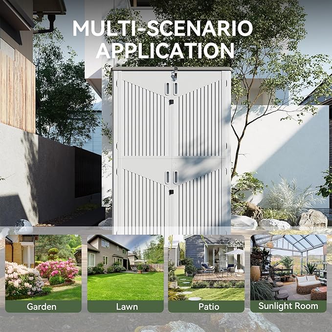 Aoxun 64 Cu.Ft Outdoor Storage Shed with Floor, Waterproof Horizontal Resin Cabinet for Garage Storage, Pool Storage, Bike Shed, Garden Shed-VerdiqueGarden