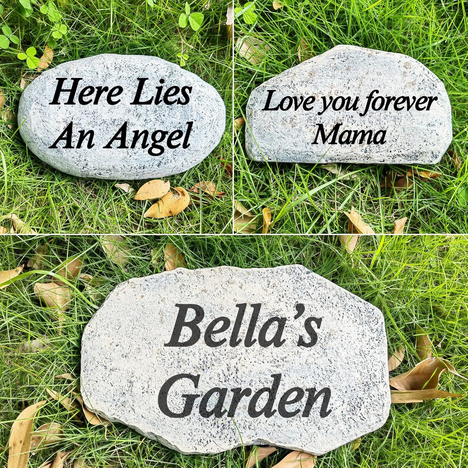 Zatanmulo Personalized Pet Memorial Stone, Garden Memorial Stone Personalized, Dog Headstone, Cat Tombstone, Memorial Plaque Outdoor, Garden Stepping Stone (Any Words)-VerdiqueGarden