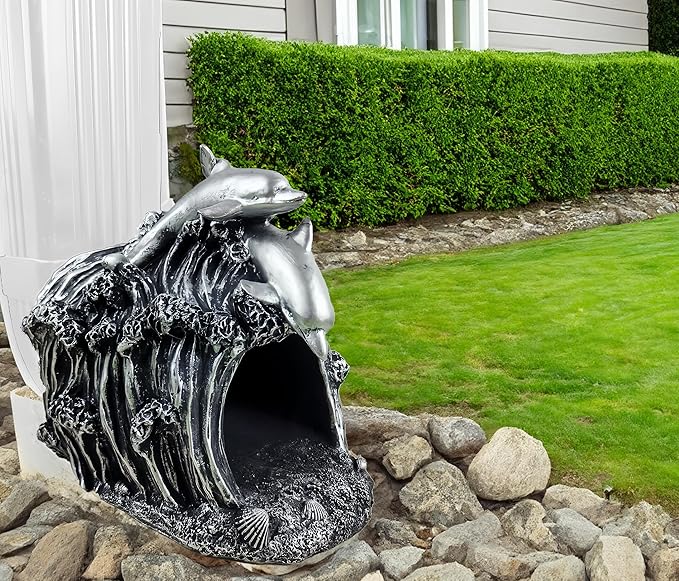 Dolphin Statue 3" x 4" Gutter Downspout Extension,Garden Outdoor Animal Decor Sculpture, Gutter Diverter Rain, Splash Block, Decorative Gutter Extender Diverter Ornament-VerdiqueGarden
