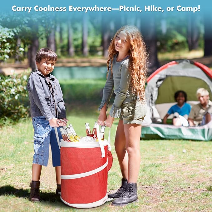 Tirrinia Large Pop-Up Golf Cooler Bag- Insulated Collapsible Cooler with Flat Drink Table for Golf Cart, Lightweight and Portable Ice Beach Cooler for Travel, Fishing, Picnics, Hiking, Camping-VerdiqueGarden