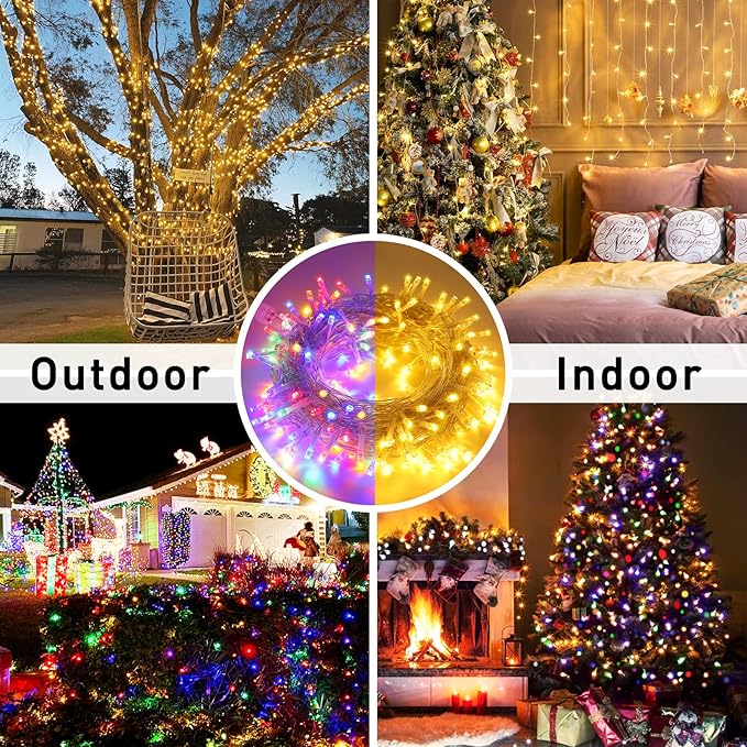 JMEXSUSS 200 LED Christmas String Lights Outdoor Waterproof, 66ft Color Changing String Lights Plug in, Warm White & Multicolor Christmas Lights for Trees Yard Wedding Xmas Party-VerdiqueGarden